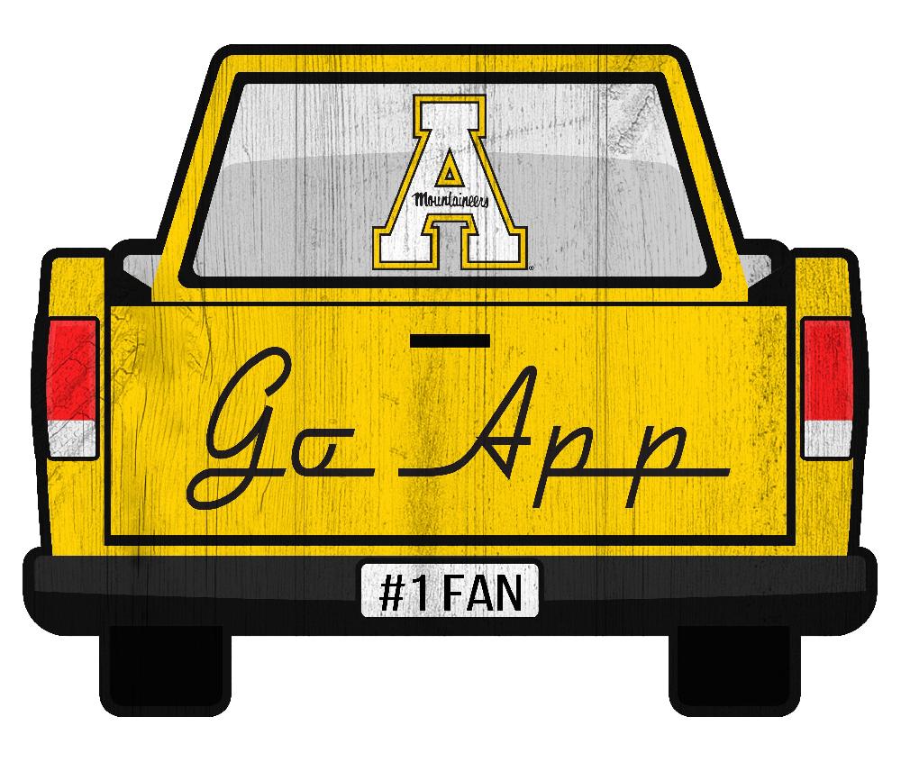 fan creations App State Slogan Truck Back Vintage 12in