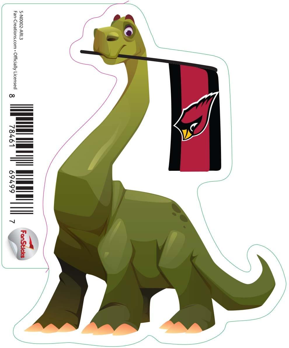 fan creations Arizona Cardinals 3in Decal Brachiosaurus with Flag