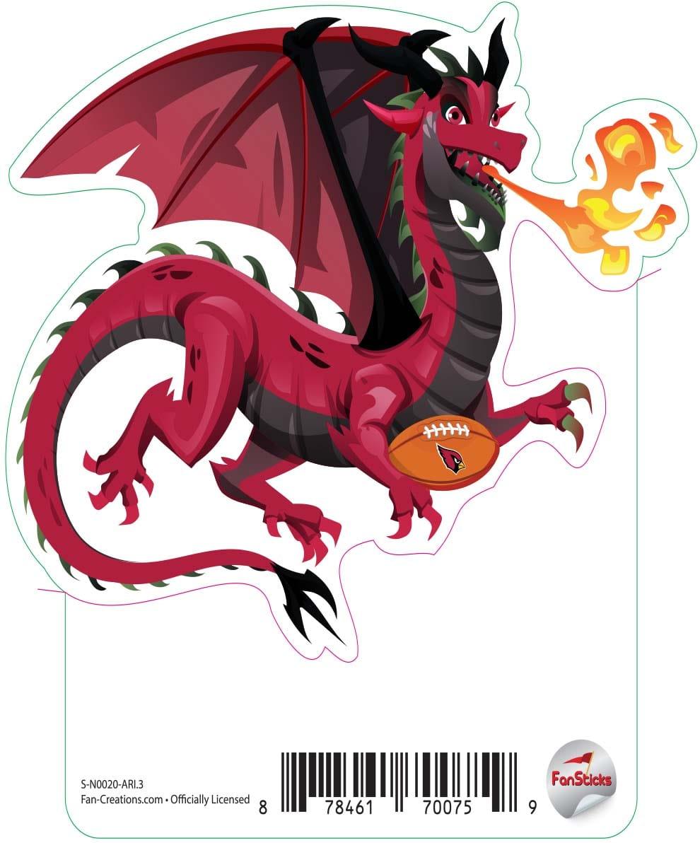 fan creations Arizona Cardinals 3in Decal Dragon with Football