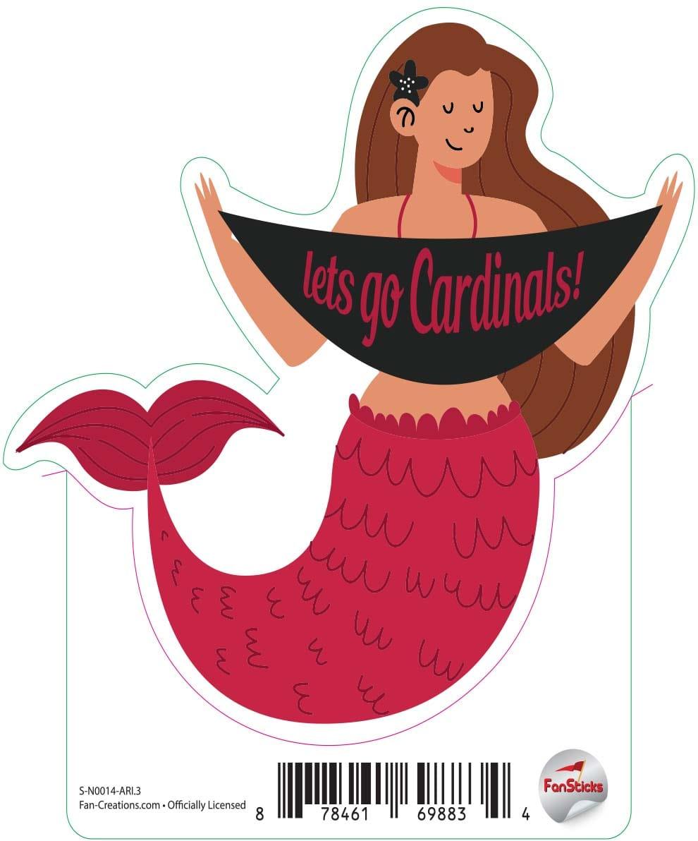 fan creations Arizona Cardinals 3in Decal Mermaid with Banner