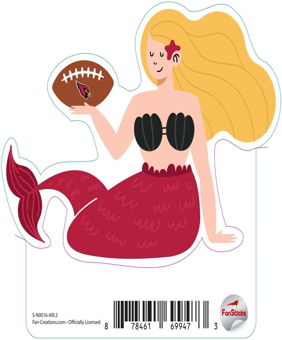 fan creations Arizona Cardinals 3in Decal Mermaid with Football