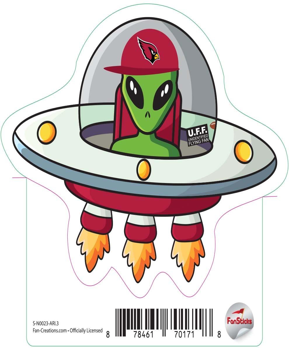 Fan Creations Arizona Cardinals 3in Decal UFO Alien Fan