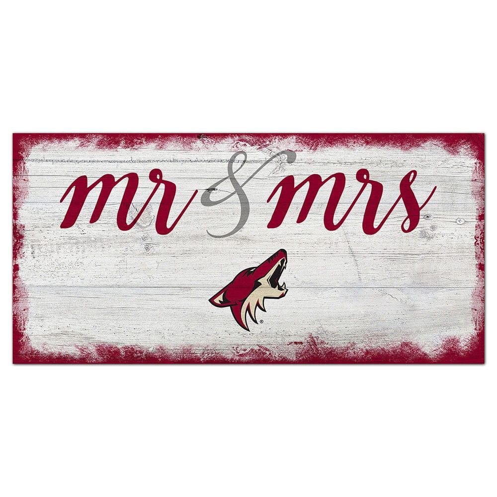 fan creations Arizona Coyotes Script Mr & Mrs 6x12 Sign