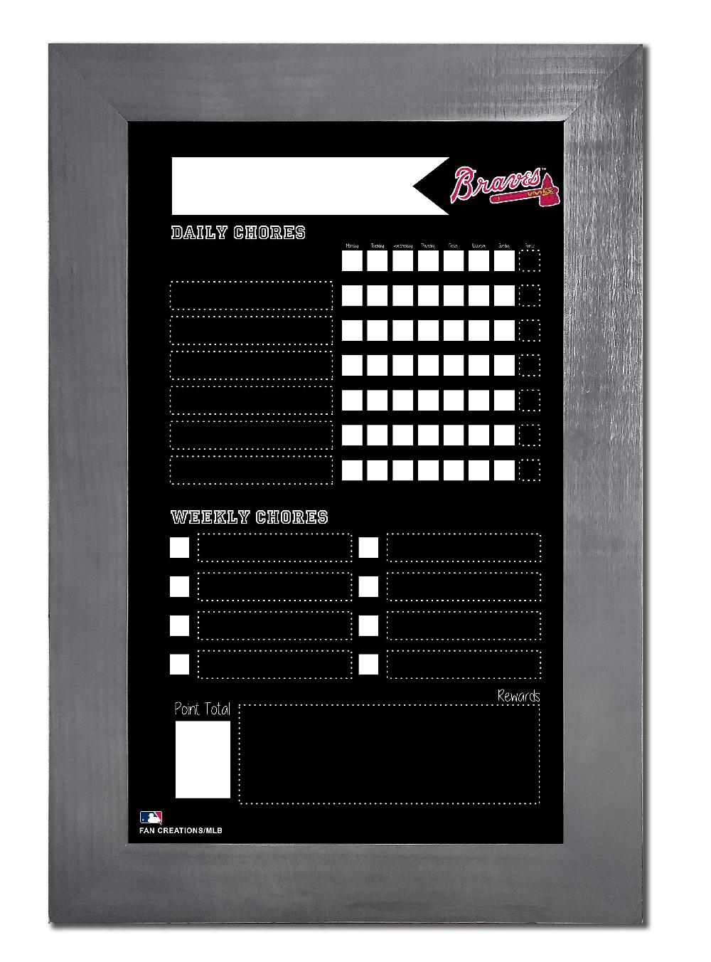 fan creations Atlanta Braves Chore Chart Chalkboard 11x19 With Frame