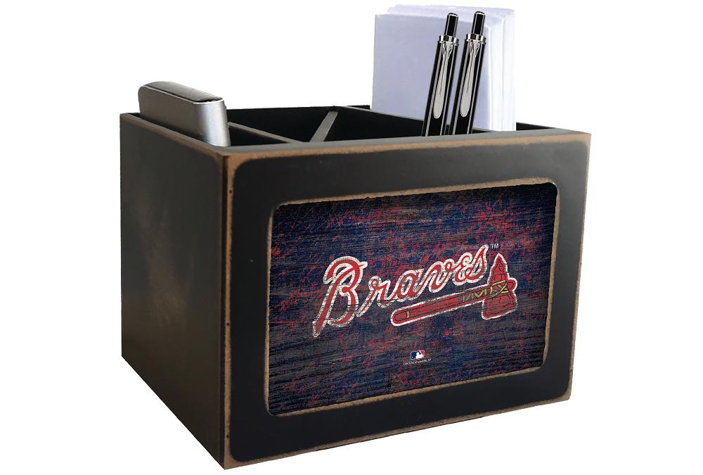fan creations Atlanta Braves Distressed Desktop Organizer With Team Color