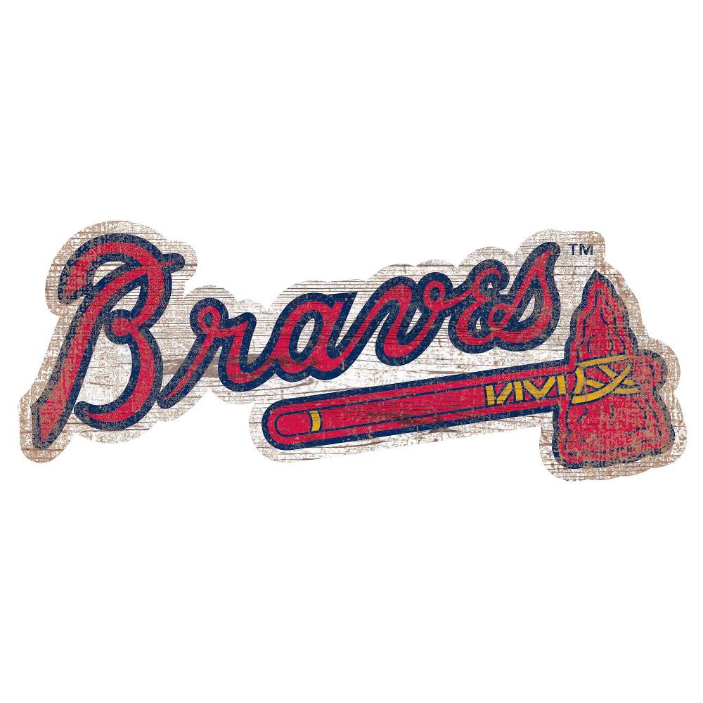 fan creations Atlanta Braves Distressed Logo Cutout Sign