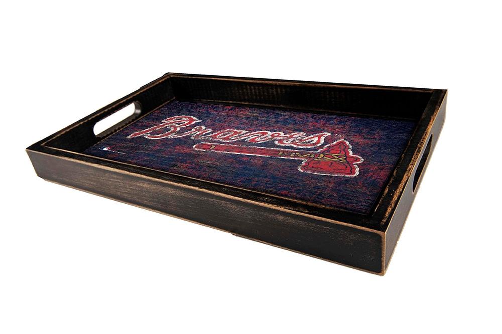fan creations Atlanta Braves Distressed Team Tray With Team Colors