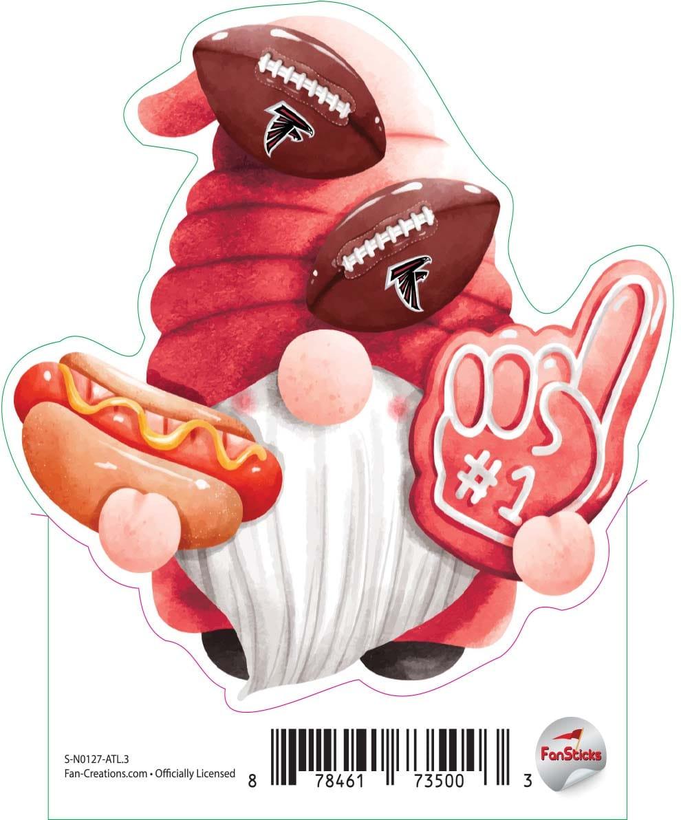 fan creations Atlanta Falcons 3in Decal "Gnome with Hotdog"