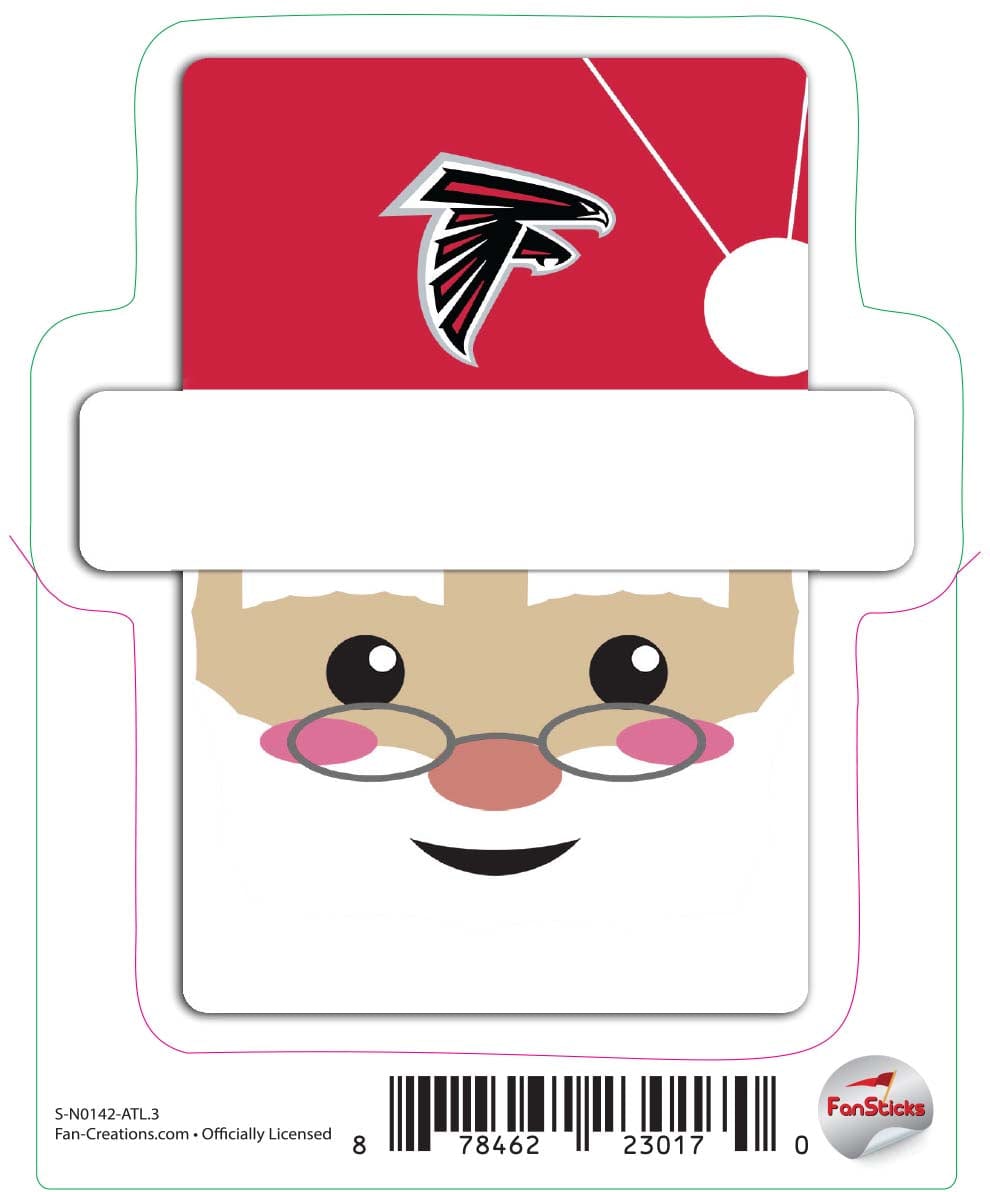 fan creations Atlanta Falcons 3in Decal "Santa Holiday Head"