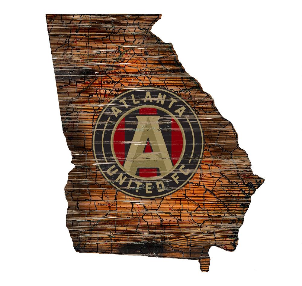 fan creations Atlanta United Distressed State With Logo Sign