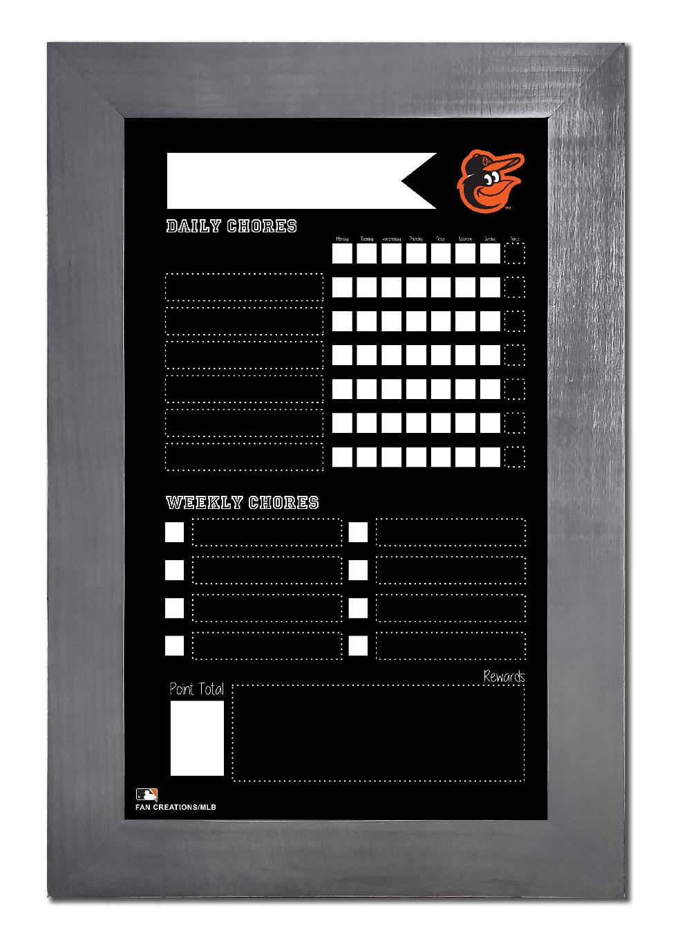fan creations Baltimore Orioles Chore Chart Chalkboard 11x19 With Frame