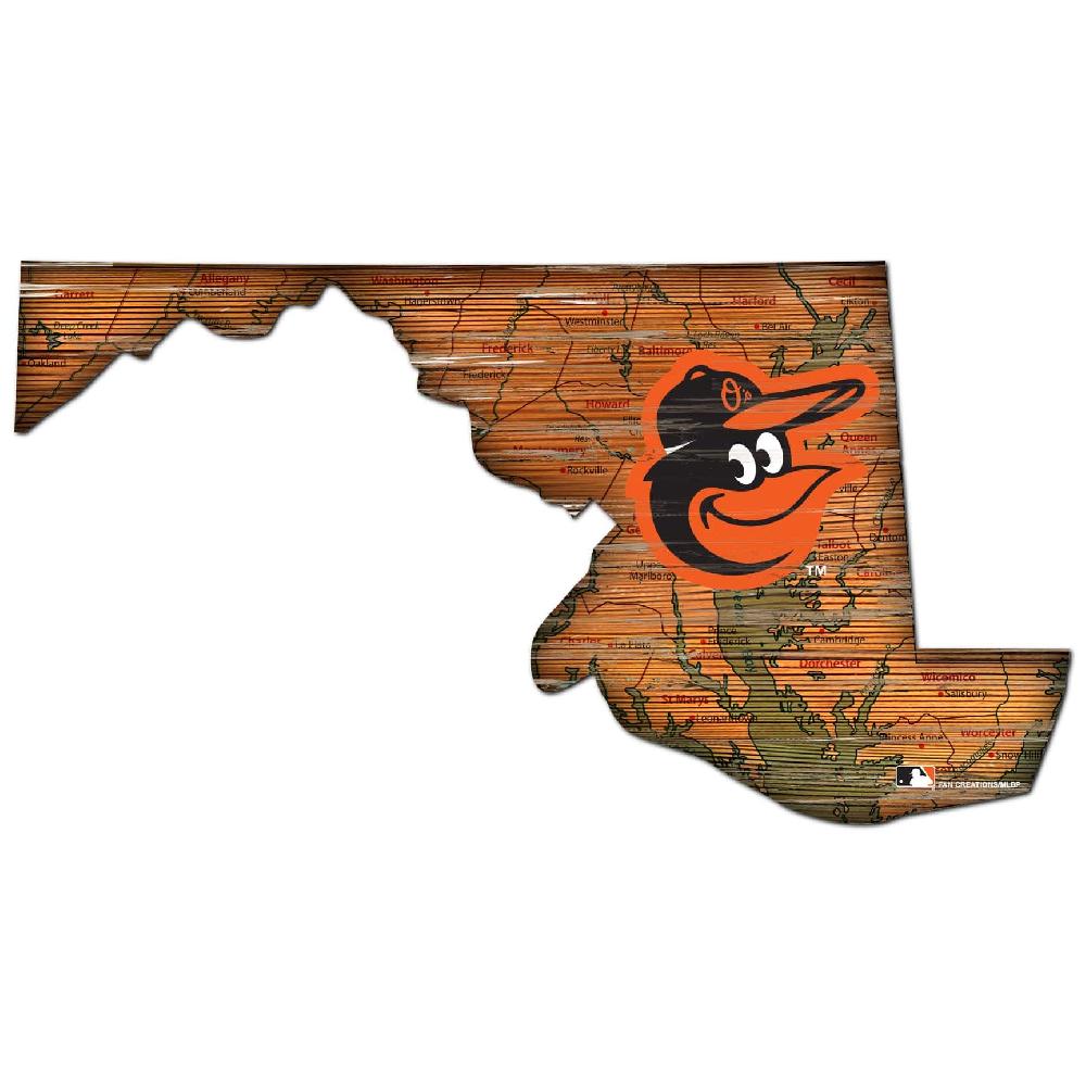 fan creations Baltimore Orioles Distressed State With Logo Sign
