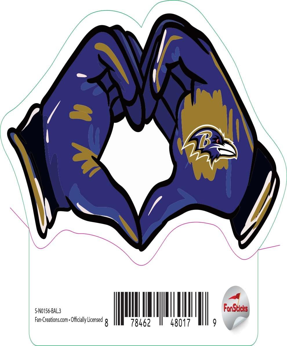 fan creations Baltimore Ravens 3in Decal Heart Hands