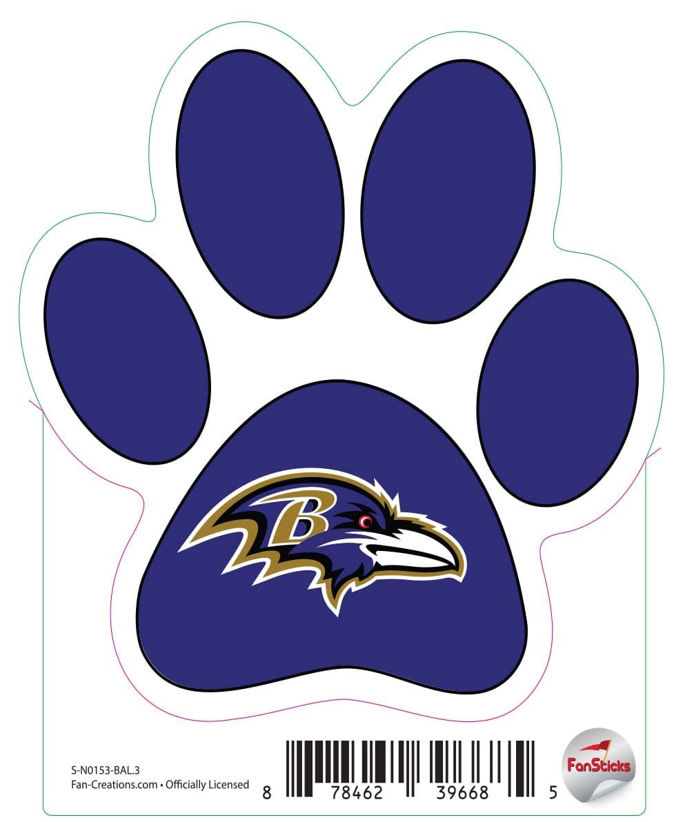 fan creations Baltimore Ravens 3in Decal Paw Print with Team Logo