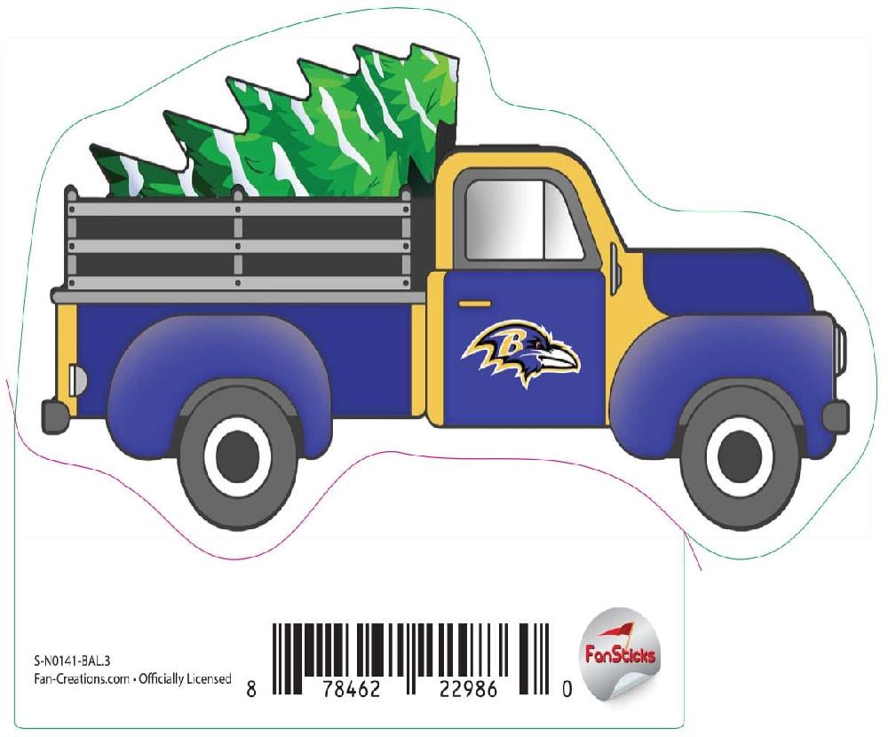 Fan Creations Baltimore Ravens 3in Decal Truck With Christmas Tree