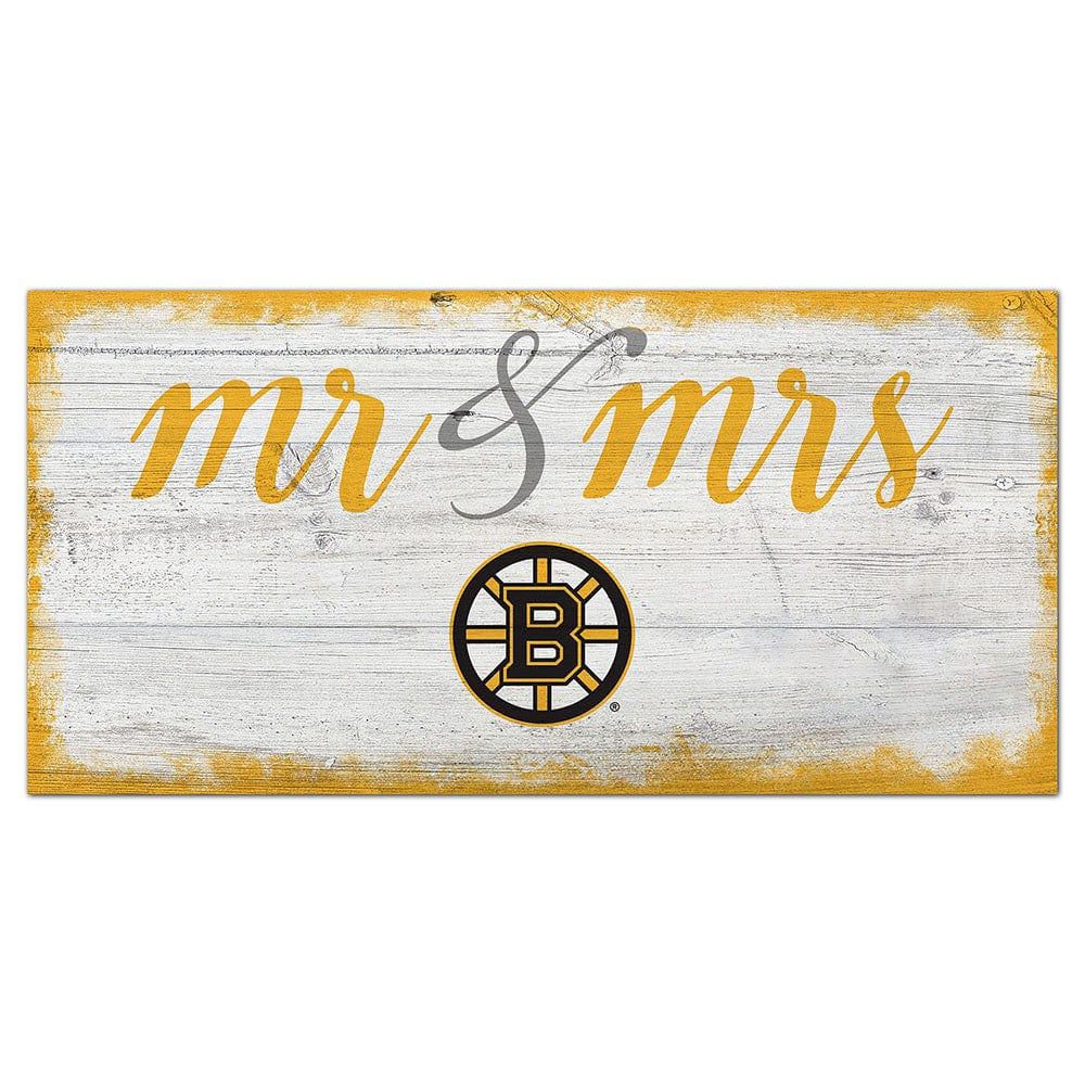 fan creations Boston Bruins Script Mr & Mrs 6x12 Sign