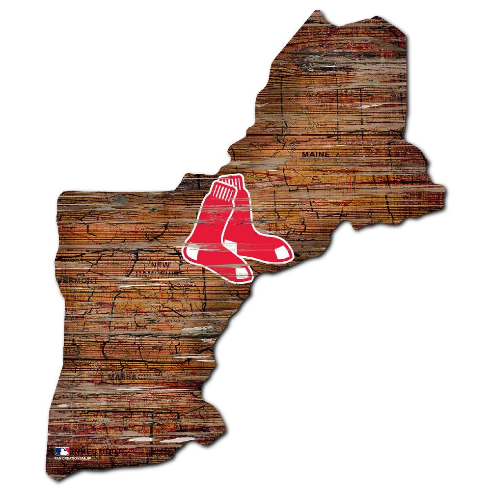 fan creations Boston Red Sox Distressed State With Logo Sign