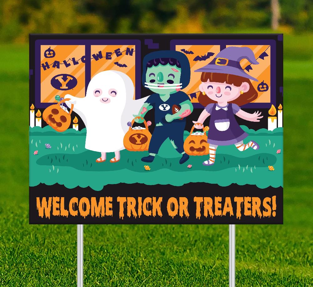 fan creations BYU Welcome Trick or Treaters Yard Sign