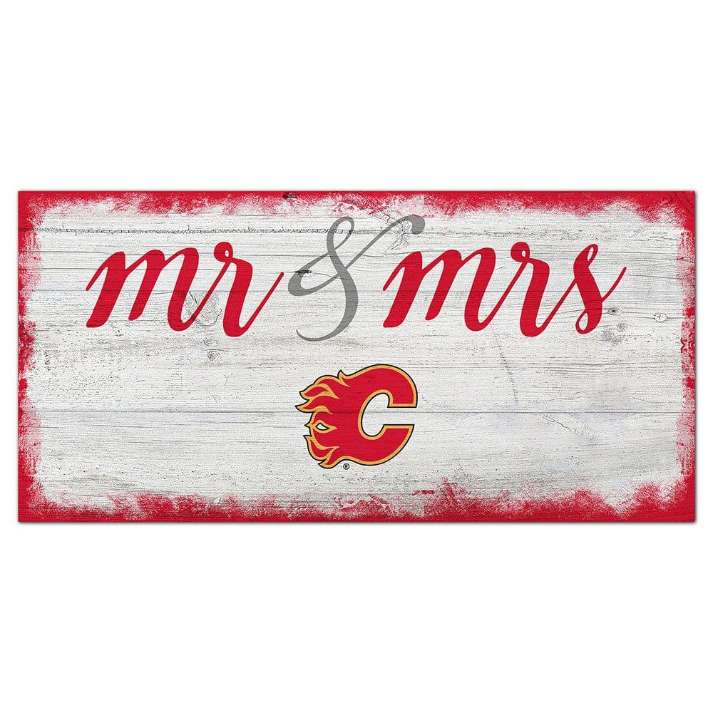 fan creations Calgary Flames Script Mr & Mrs 6x12 Sign
