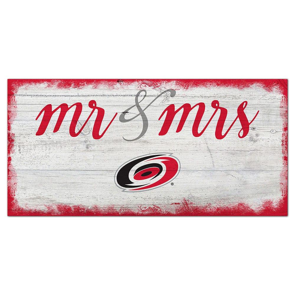 fan creations Carolina Hurricanes Script Mr & Mrs 6x12 Sign