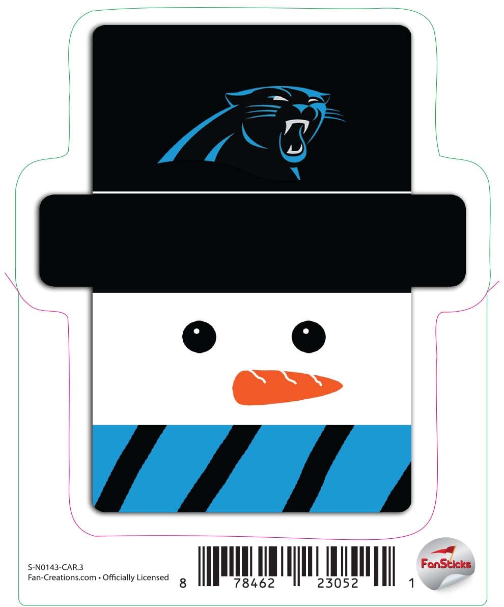 fan creations Carolina Panthers 3in Decal Snowman Holiday Head