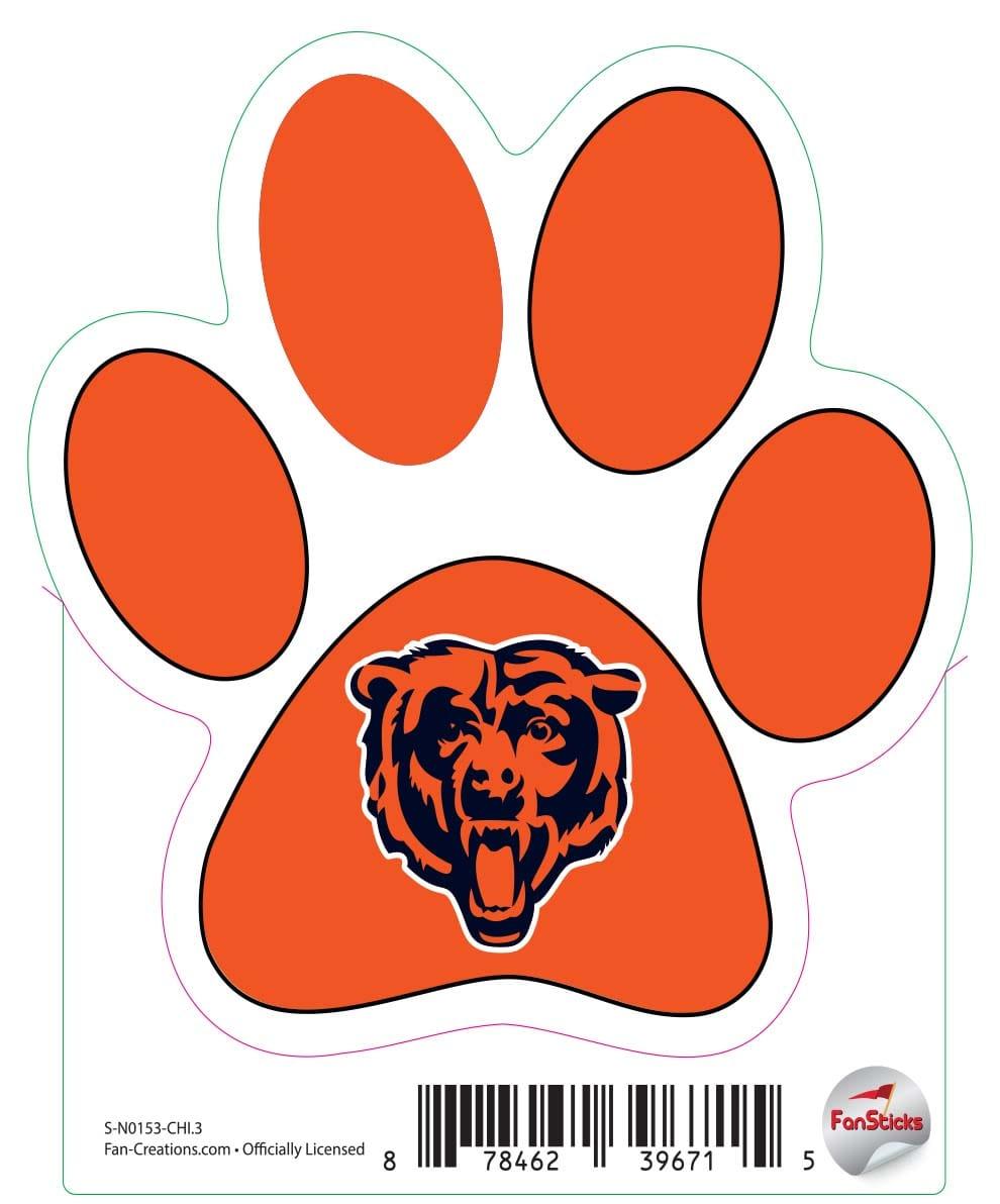 fan creations Chicago Bears 3in Decal Paw Print with Team Logo