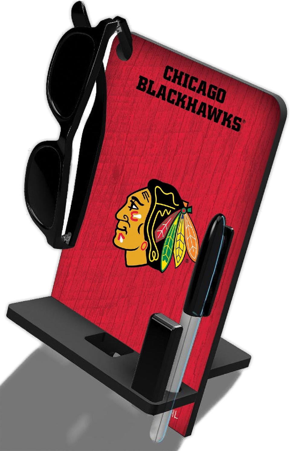 fan creations Chicago Blackhawks 4 In 1 Desktop Phone Stand