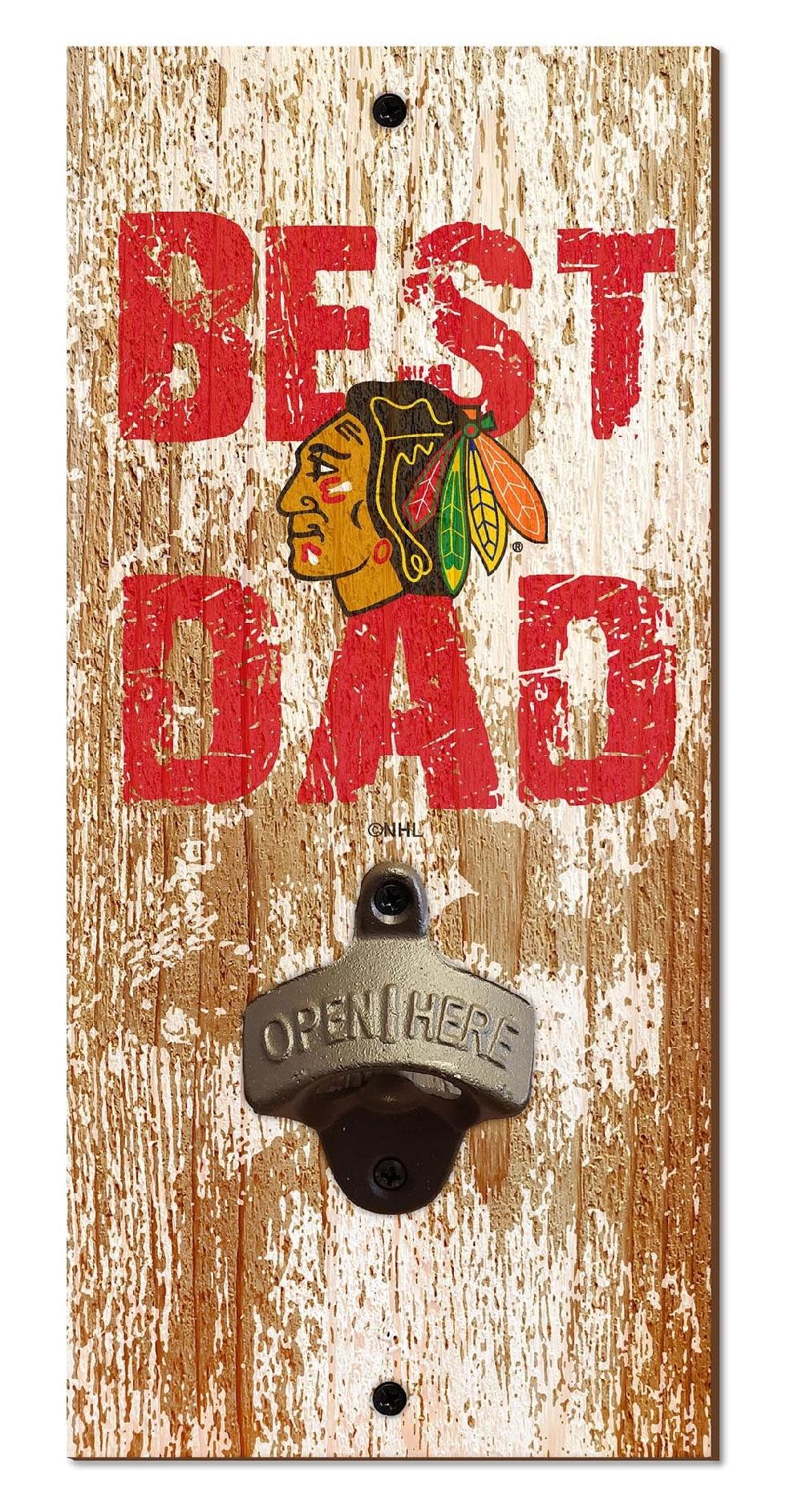 fan creations Chicago Blackhawks Best Dad Bottle Opener