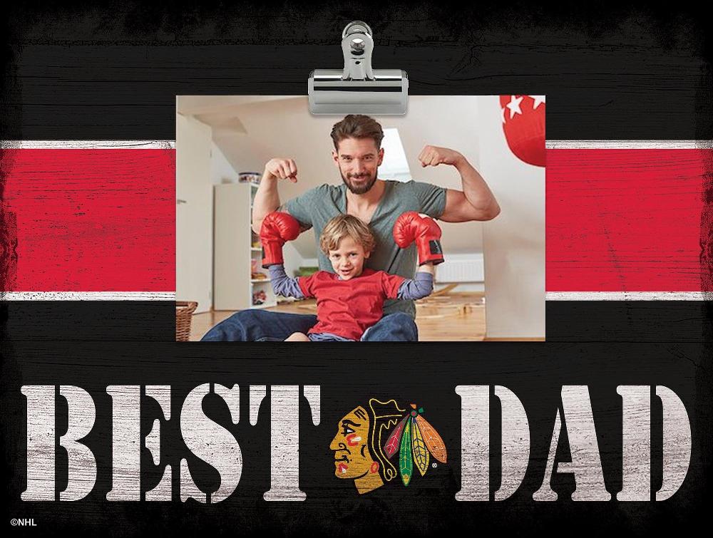 fan creations Chicago Blackhawks Best Dad With Stripe Clip Frame