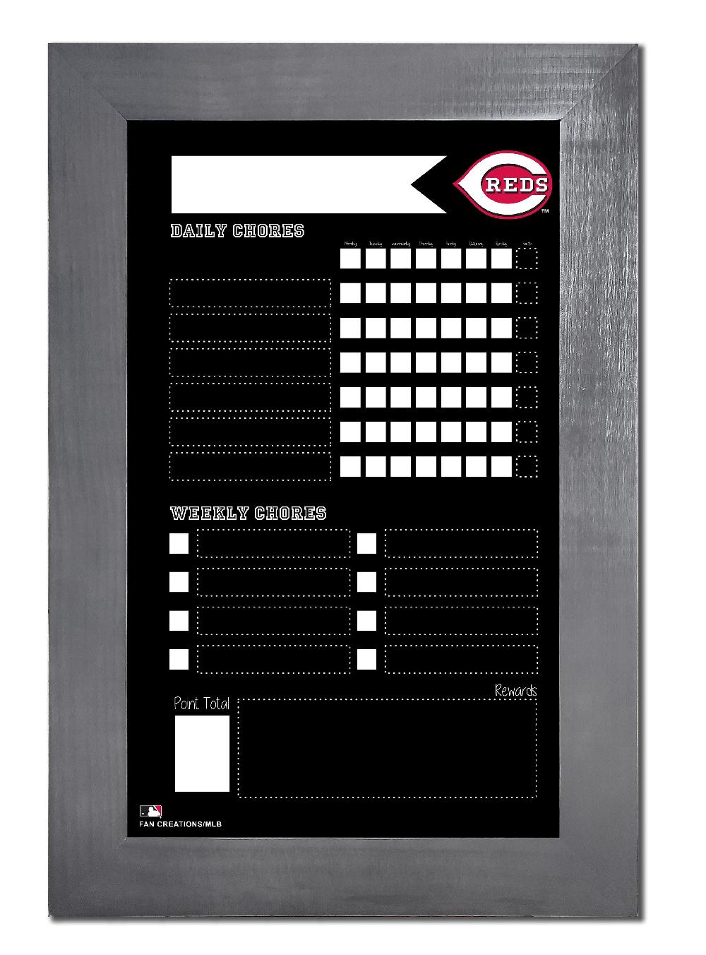 fan creations Cincinnati Reds Chore Chart Chalkboard 11x19 With Frame