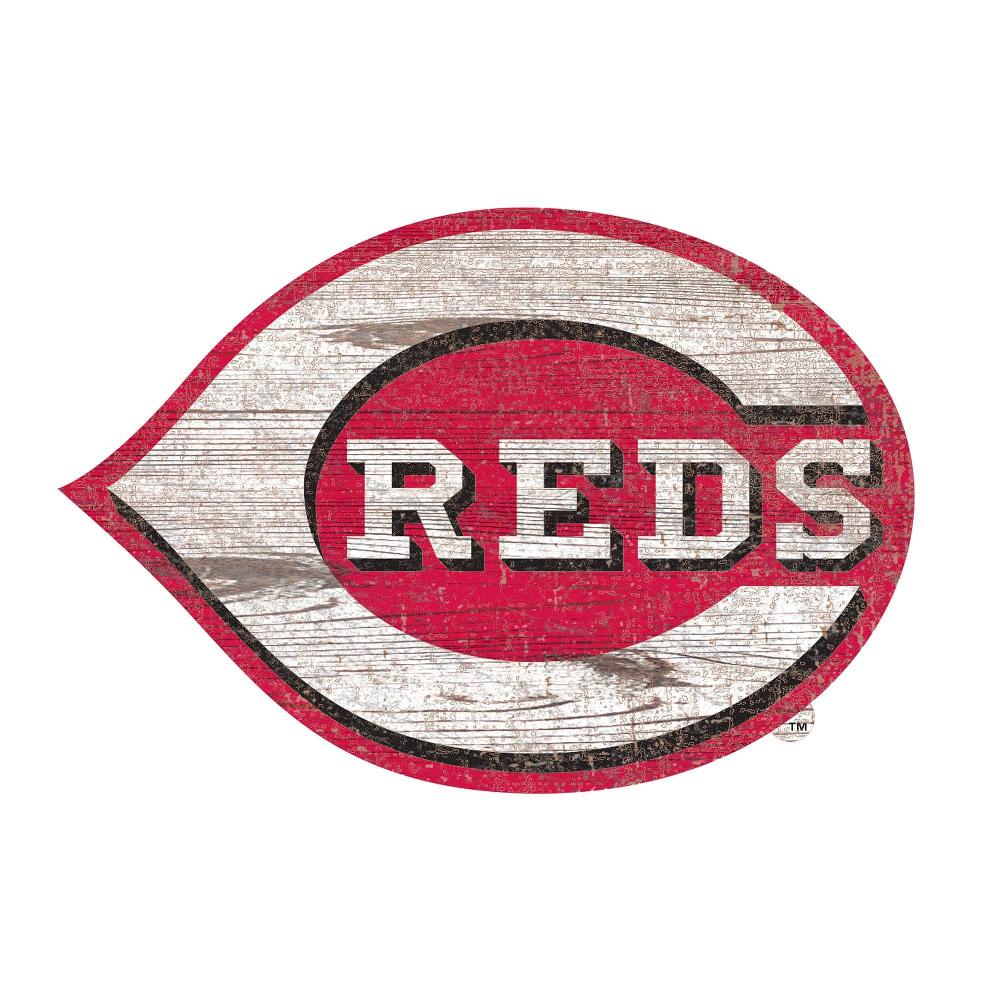 fan creations Cincinnati Reds Distressed Logo Cutout Sign