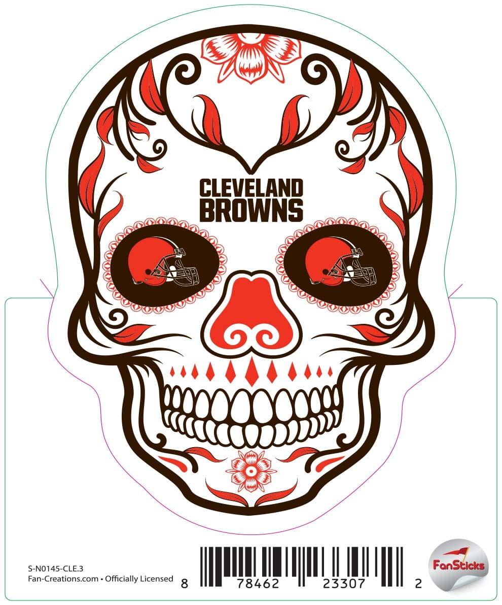 fan creations Cleveland Browns 3in Decal Sugar Skull