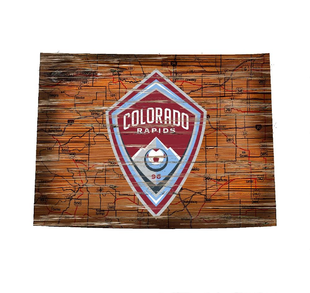 fan creations Colorado Rapids Distressed State With Logo Sign