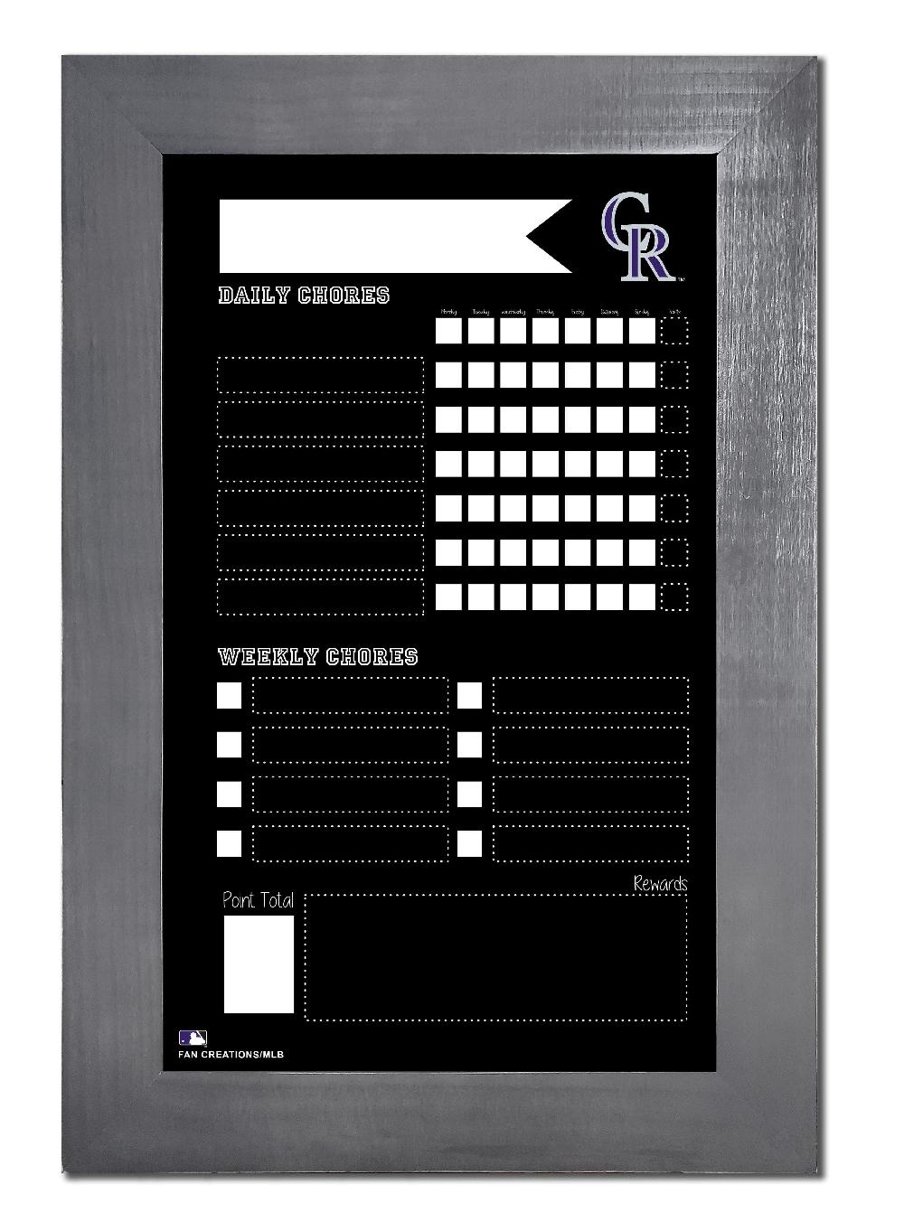 fan creations Colorado Rockies Chore Chart Chalkboard 11x19 With Frame