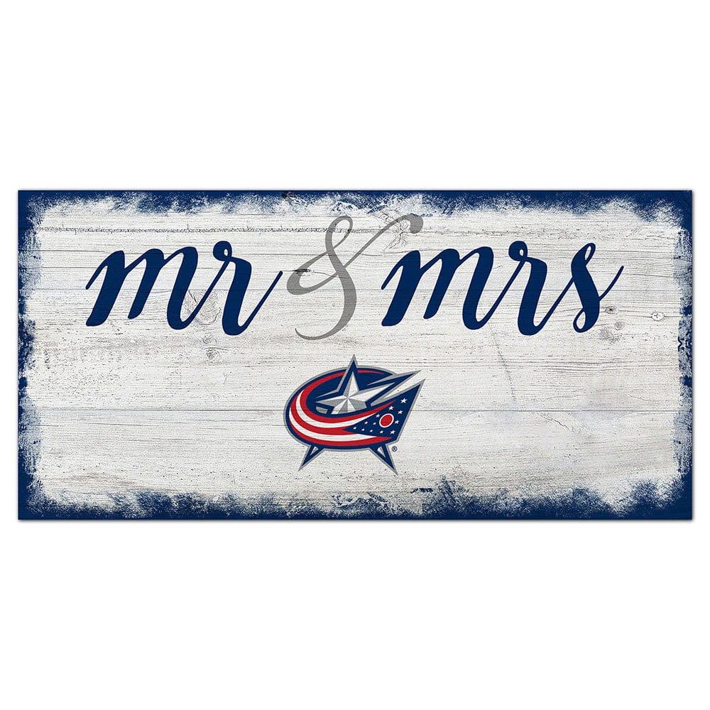 fan creations Columbus Blue Jackets Script Mr & Mrs 6x12 Sign