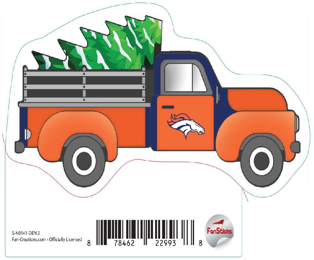 fan creations Denver Broncos 3in Decal Truck with Christmas Tree