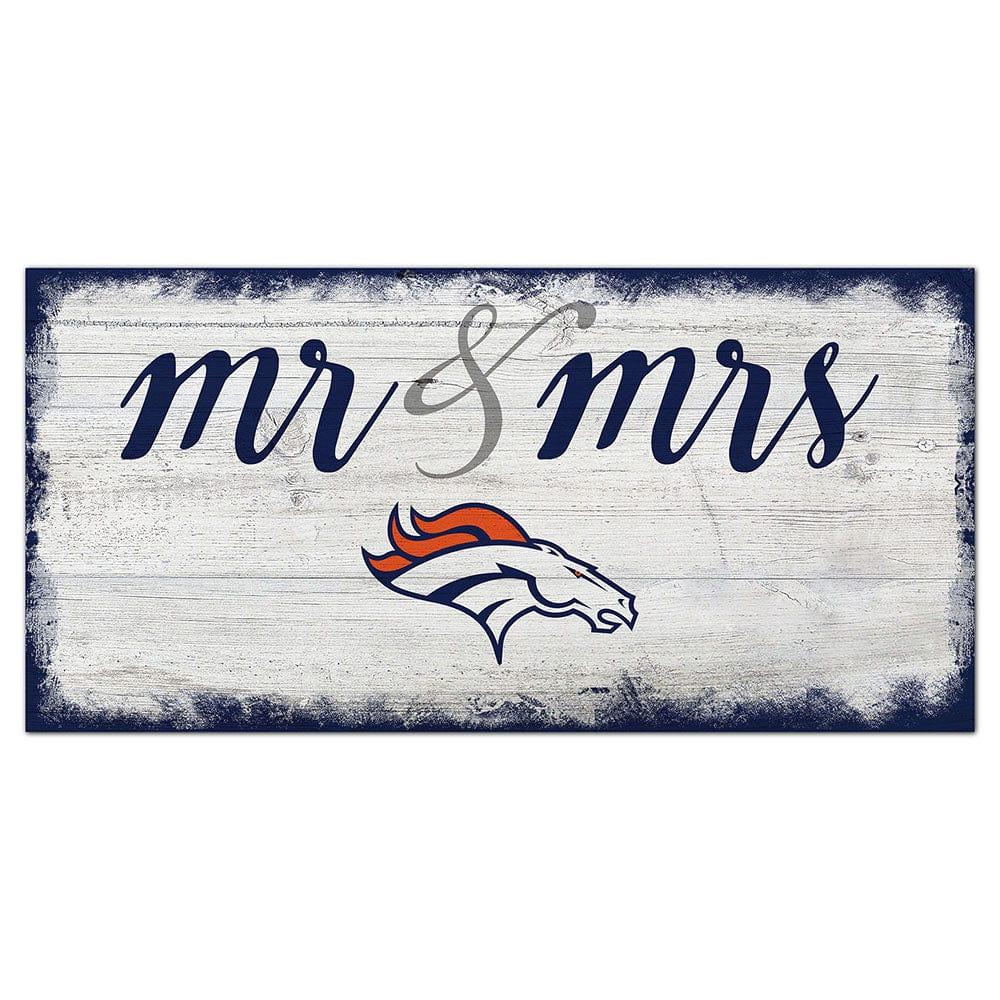 fan creations Denver Broncos Script Mr & Mrs 6x12 Sign