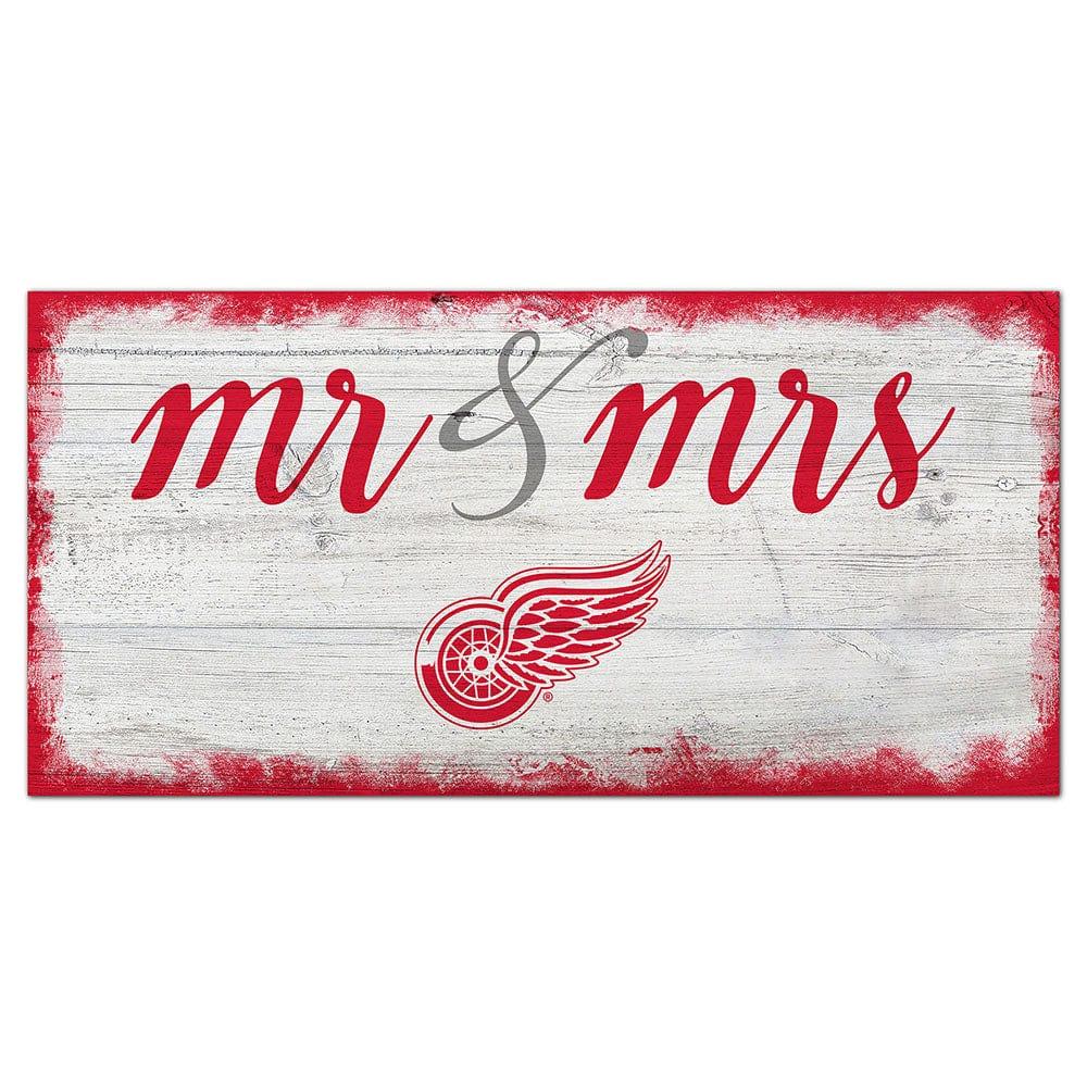 fan creations Detroit Red Wings Script Mr & Mrs 6x12 Sign