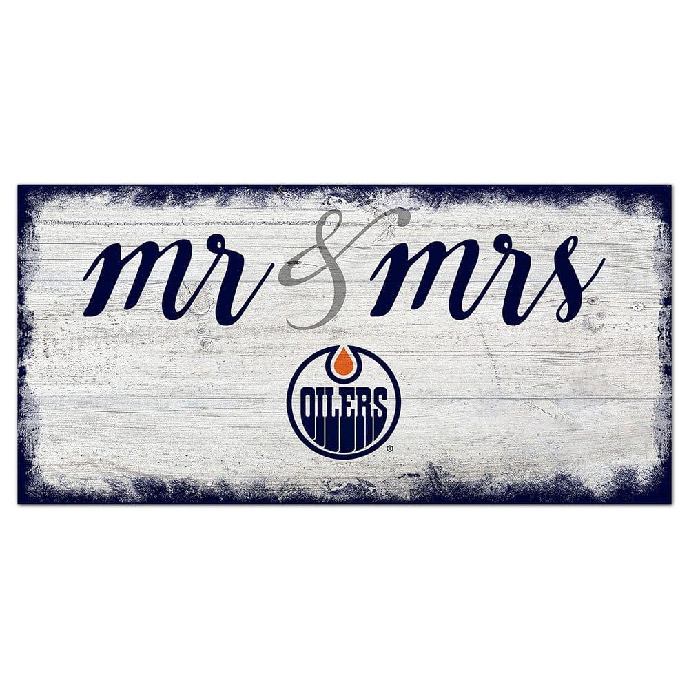 fan creations Edmonton Oilers Script Mr & Mrs 6x12 Sign