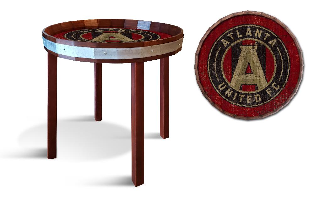 fan creations Atlanta United Barrel Top Side Table