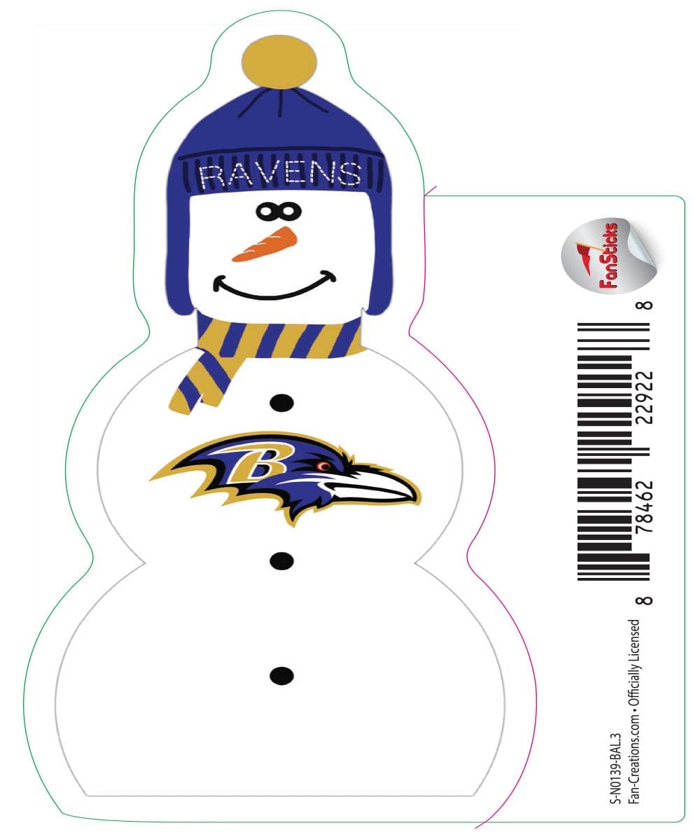 fan creations Baltimore Ravens 3in Decal Snowman