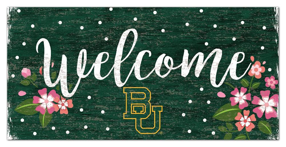 fan creations Baylor Welcome Floral 6x12 Sign