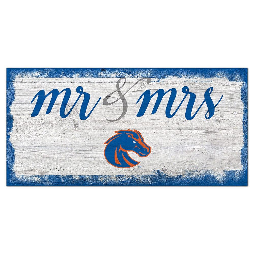 fan creations Boise State Script Mr & Mrs 6x12 Sign