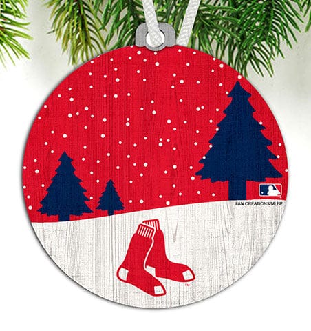 fan creations Boston Red Sox Snow Scene Ornament