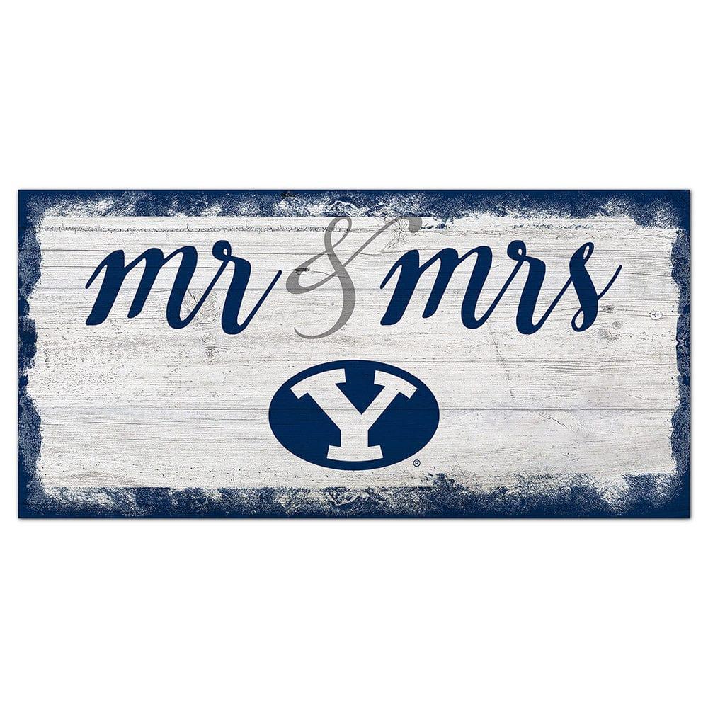 fan creations BYU Script Mr & Mrs 6x12 Sign
