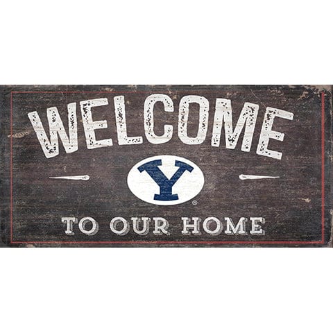fan creations BYU Welcome Distressed 6 x 12