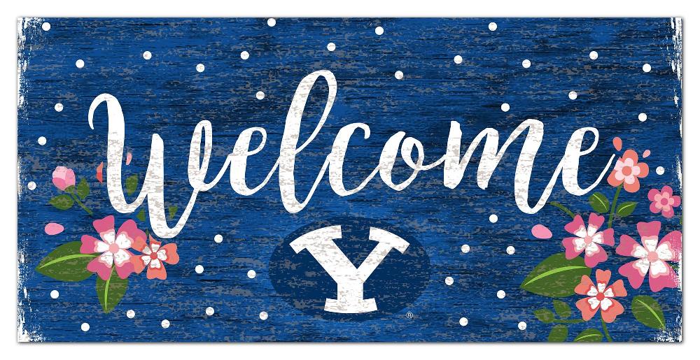 fan creations BYU Welcome Floral 6x12 Sign