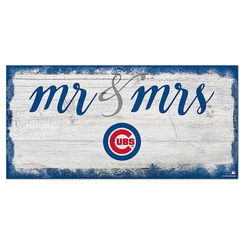 fan creations Chicago Cubs Script Mr & Mrs 6x12 Sign