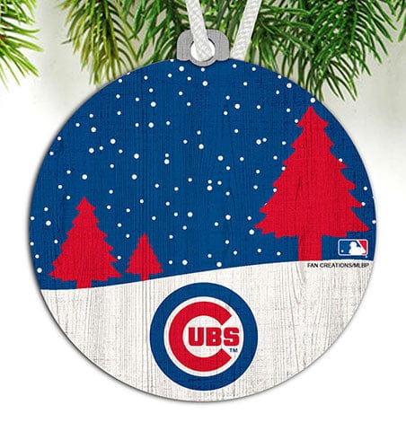 fan creations Chicago Cubs Snow Scene Ornament