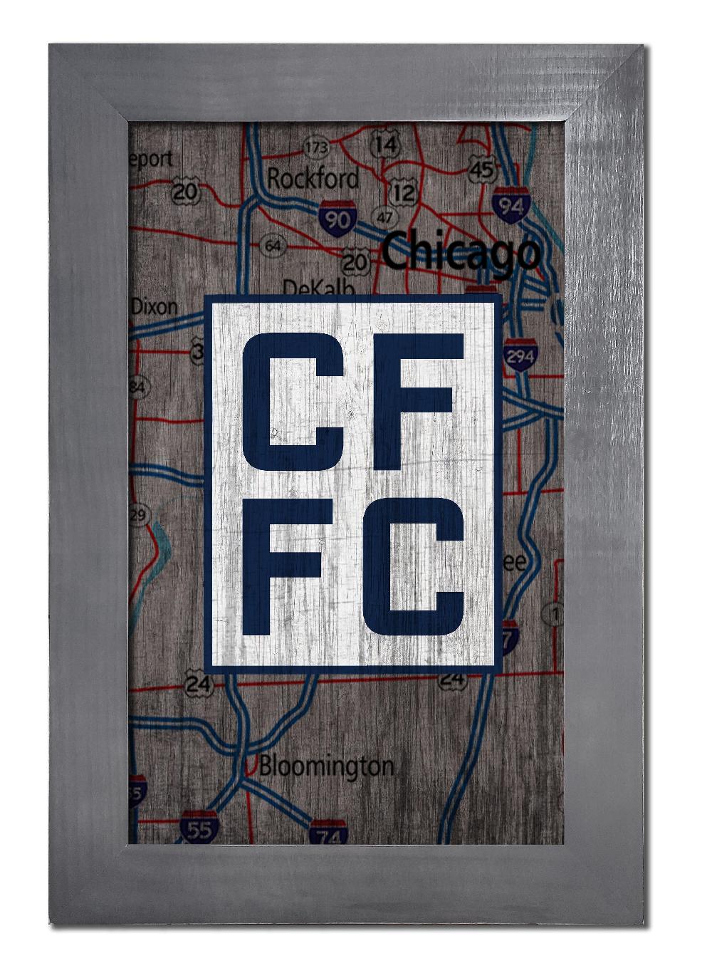 fan creations Chicago Fire City Map 11x19 Framed
